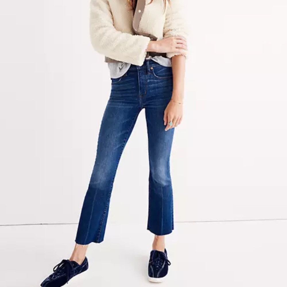 Madewell Dark Blue Cropped Flare Jeans